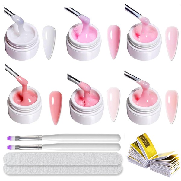 Builder Gel für Nägel 6 Farben, Aufbaugel für Gelnägel Nude