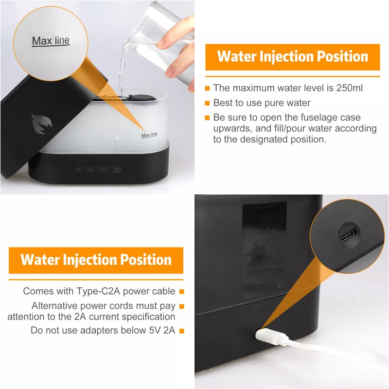 250ml USB Air Humidifier Essential Oil Aroma Diffuser 3D Flame