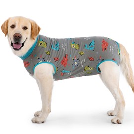 kzrfojy Recovery Suit for Dogs After Surgery Dog Recovery Suit Female Male Soft Cotton Dog Surgical Onesie for Dogs After Spayed Neuter Substitute E-Collar Cone (Grey, 3X-Large (Pack of 1))