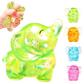 1Pcs Elephant Squishy Stress Balls for Adults Kids, Sensory Squeeze Fidget Toys for Anxiety Relief, Calming Toys Slow Rising Stress Balls Stretchy for Autism & ADHD, Malt Sugar Ball (Green)