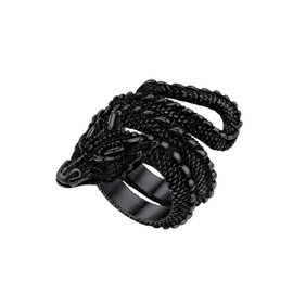 Richsteel Dragon Rings for Boys Viking Jewellery Womens Black Punk Ring Size 7