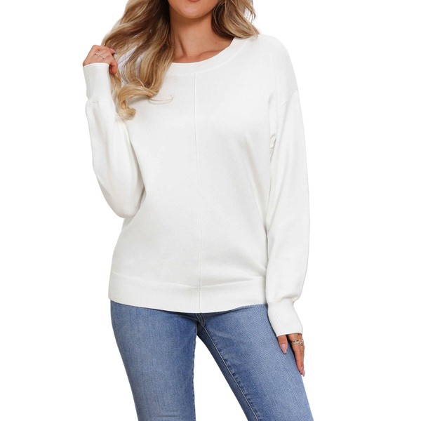 Allegra K Sweaters for Women's Long Sleeve Lightweight Crewneck Soft