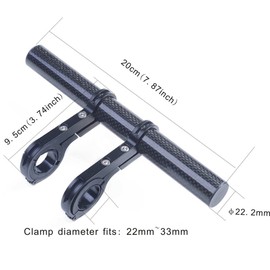 UPANBIKE Bike Handlebar Extender Extension Carbon Fiber Bracket Aluminum Alloy Clamp for Bicycle Speedometer Headlight Light Lamp Holder (Red 20cm Double Clamp)