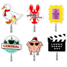 FUYAHA 6 Pcs Acrylic Hooks for Hanging Keys Space Saving Hangers Home and Office Decoration Living Room Bathroom Kitchen Decor Friends TV Show Holiday Gifts
