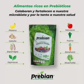 Prebian Prebiótios 450 Probióticos Fibra Vegano Sin Azúcar