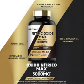 Nitric Oxide Max 3000mg Con 90caps L-arginina Y L-citrulline                                                                                          