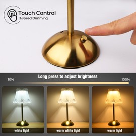 ACHUAI Cordless Table Lamp Rechargeable Bedside Flower Desk Lamps Battery Operated Nightstand Night Light with Touch Control Portable Outdoor Lighting LED Modern Home Decor for Bedroom, Living Room