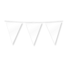 PD-Party 7031064 Foil Bunting | Foil Bunting, Double-Sided, Triangular, Party Decoration Flags, Pearl White, 1000 cm Length x 30 cm Width x 0.1 cm Height