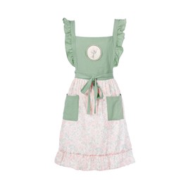 Pinknoke Cute Aprons for Women with Pockets Cotton Adjustable Cross Back Pinafore Vintage Apron for Kitchen Cooking Painting (Light Green)