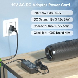 19V Power Adapter Charger Compatible with JBL Xtreme/Xtreme 2/Boombox 1/2/3, Compatible with Harman Kardon Onyx Studio 8/7/6/5/4/3/2/1 Wireless Bluetooth Speakers Power Supply Cord