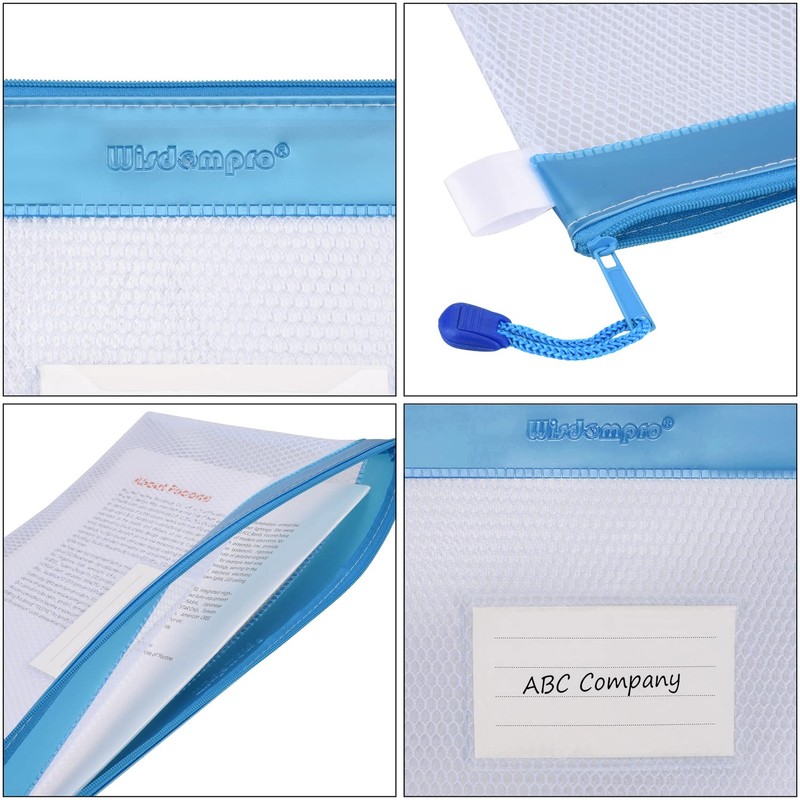 Zipper File Bag, Wisdompro® 4 Packs Letter Size Paper Document