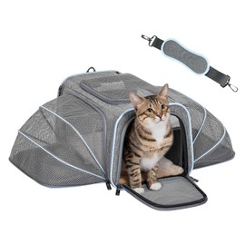 Petsfit Cat Carrier Expandable Dog Carrier Only for Small Dogs or Tiny Pets, Expandable Pet Carrier Airline Approved Pet Carrier, Soft-Sided Two Exten