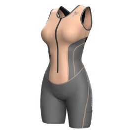 Sparx Women Triathlon Suit Tri Short Racing Cycling Swim Run, Gray/Peach, Small