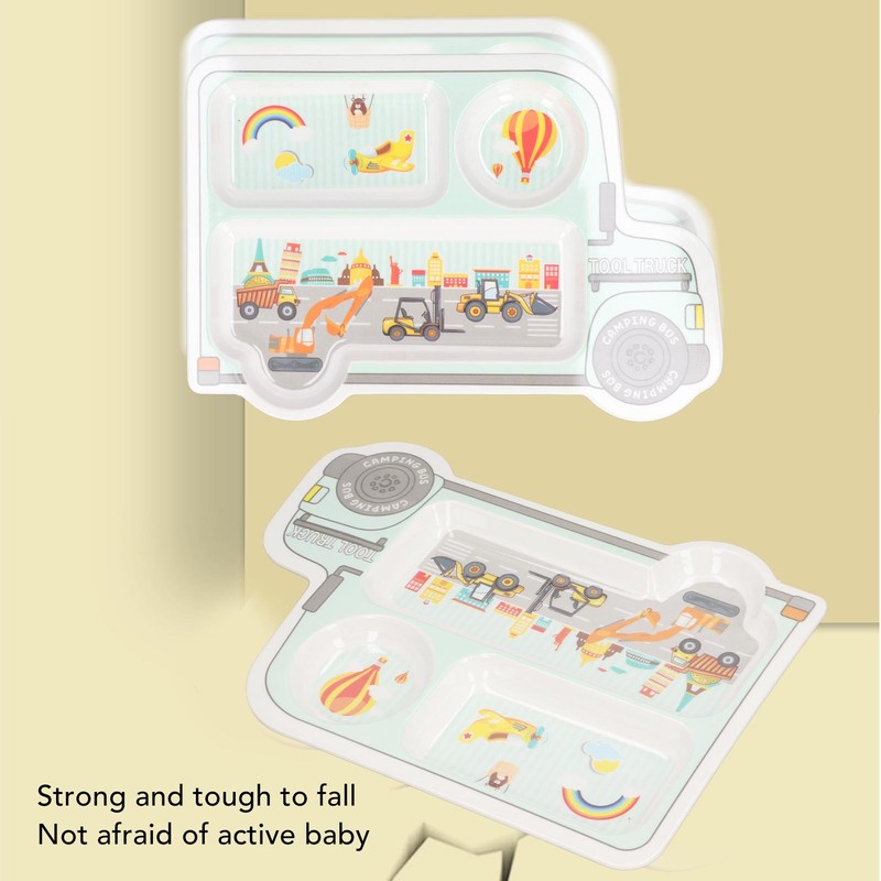 Cartoon Bamboo Toddler Plate Lovely Divided Bamboo Kids Dinnerware Set