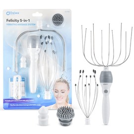 Daiwa Felicity 5-in-1 Electric Vibrating Head Scalp Massager Set [Updated 2019]