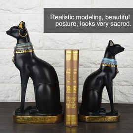 Egyptian Statue, Egyptian Cat Statue Figurine Home Decoration Gifts, Vintage Inspired, Regal Noble Bastet Cat Goddess, Inspirational Good Energy, Sturdy Black Gold