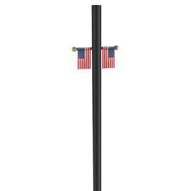 Design House Lamp Post with Plastic Cross Arm and Two 4"x6" American Flags, Textured Black, 590398