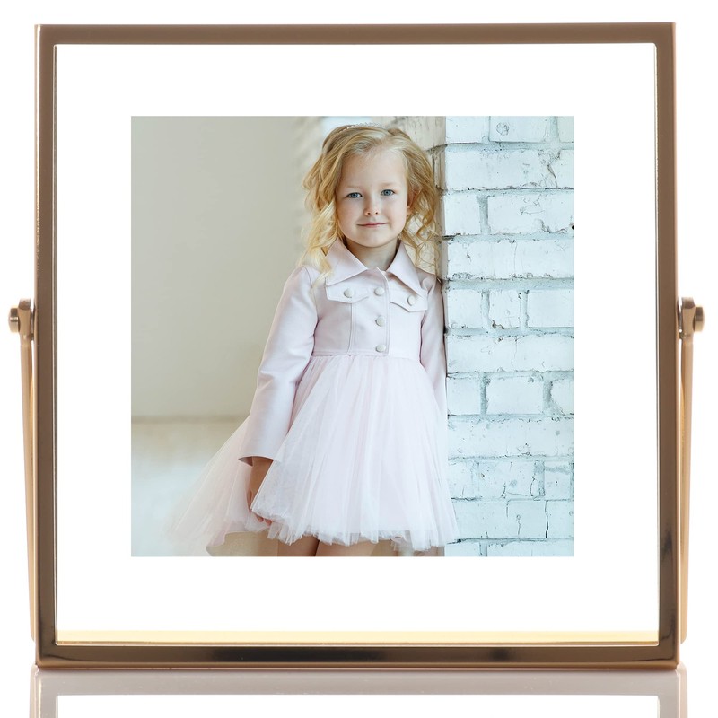 Lawrence Frames Metal Easel Float Picture Frame, 4x4, Gold