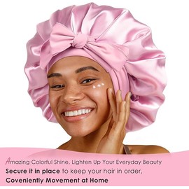 Satin Bonnets Silk Bonnet for Sleeping Satin Lined Hair Bonnet with Tie Band Bonnets for Women (AU, Alpha, One Size, One Size)
