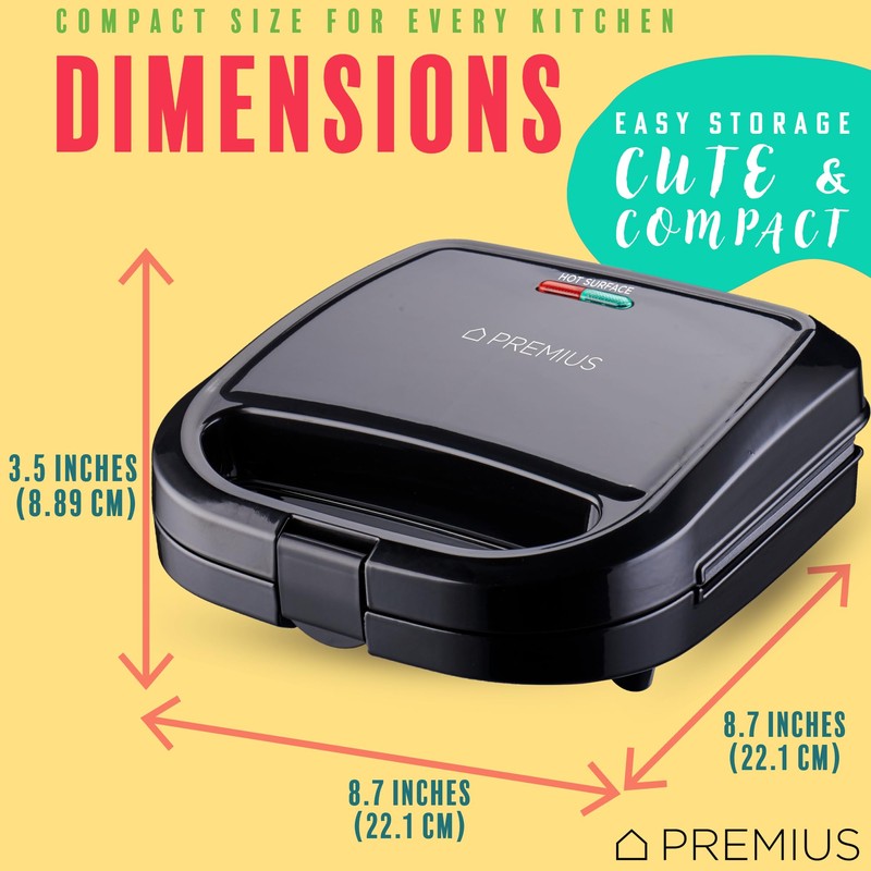 PREMIUS Ceramic NonStick Double Slice Sandwich Maker, Indicator Lights, Cool