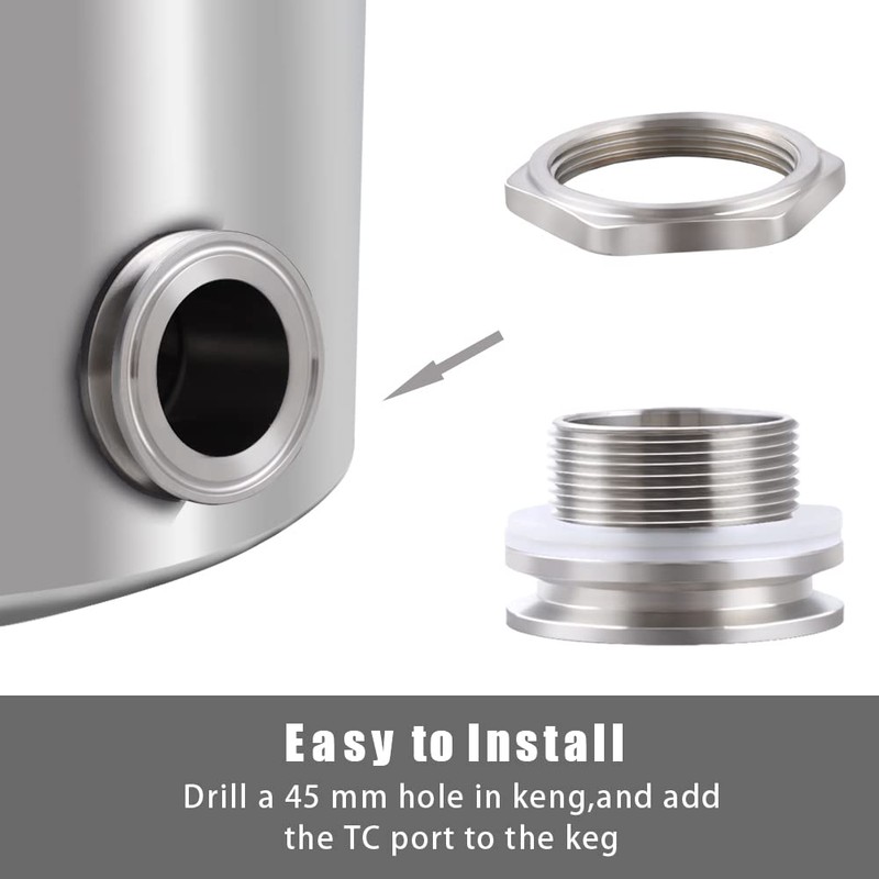 Enoch's Land 1.5" Tri Clamp Bulkhead Compression Fittings,Stainless Steel 304