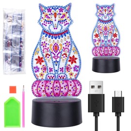 Awroutdoor Gift Girls 4 5 6 7 8 9 10 Years, Craft Diamond Painting Children Kittens, Diamond Painting Night Light Crafts on Children's Birthday, Christmas Gifts for Children