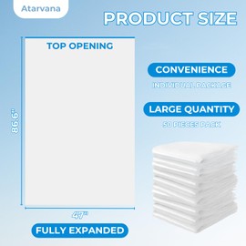 Atarvana 50pcs Disposable Plastic Sheeting for Body Wrap Top Open 83''×47'' Plastic Sheeting for Film Bathtub Bag, Home Bathtub, SPA, Beauty Salon- Soft & Tear-Resistant
