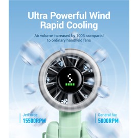 Diveblues Portable Handheld Turbo Fan, 5 Gear Wind, Battery Operated, Up to 12 Working Hours, 3 IN 1 Hand Fan with Air Turbo Tech Cooling Fan for Outdoor Activities, Travel, Working