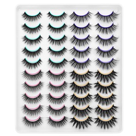 DYSILK 20 Pairs 6D Mink Eyelashes Faux Fluffy Wispy Dramatic False Eyelashes Natural Soft Volume Fake Eyelashes Long Handmade Thick Eyelashes Reusable Lashes 4 Styles Mixed