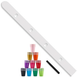 Ziliny 4 Person shot ski Board 57'' x 3.9'' Vintage Wooden Board with 50 Plastic Shot Glasses and 1 Marker Pen Rustic Retro Ski for Gathering Birthday Party Wedding(White)