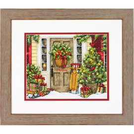 Dimensions 70-08961 Counted Cross Stitch Kit, Christmas Home, 14 Count White Aida Cloth, 10" x 8"