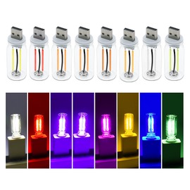 JOJOCY 8 PCS USB LED Car Interior Atmosphere Light, 8 Colors Touch Control Plug-in USB Automotive Ambient Lighting Retro Night Lamp for Car, Bedroom, Hallway, Low Power Consumption