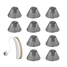10 PCS Hearing Aid Domes Silicone Ear Tips,Universal Fit Replacement Ear Standard Receiver Tulip Domes Split Ear Rub Piece Comfortable Hearing Amplifier Kit,Perfect for Open Air (Open fit,Dark Gray）
