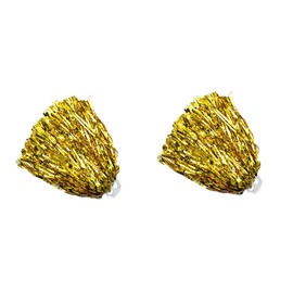 2Pcs Cheerleading Pom Poms Shining Metallic Foil Cheerleader Pom Poms Handheld Cheerleader Pompoms with Plastic Finger Ring for Sports Team Spirit Cheering (Gold)