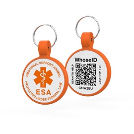 ESA Dog Tag, QR Code Dog Tag, Modifiable Free Pet Online Profile, Scannable QR Code, Scan QR Send Instant Location Alert Email, Silicone Lightweight ID Tag for Dog and Cat (Orange, Small)