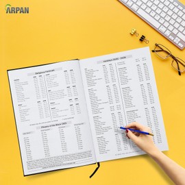 Arpan 2025 Diary A5 One Day to a Page Diary With Full Page of Saturday & Sunday Hardback Cover (Black - 2025)