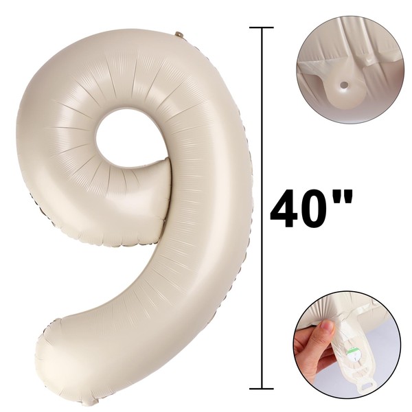40 Inch Milk White Balloon Number 9,Jumbo Mylar Foil Helium