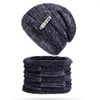 Gorro invierno hombre Gorro y Bufanda para Hombre (Azul Oscuro)