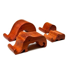 CarpenterC Elegant Natural Originally Handmade Creative Rosewood Cell Phone Stands Set, Elephants Family, Portable Holder for Mobile Phones and Pads