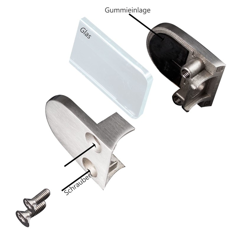 8 x Stainless Steel Glass Holder Square for 6 mm