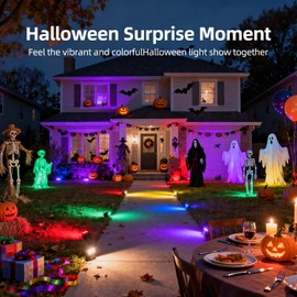 HEKEE RGB Led Flood Light 50W, Outdoor Color Changing DIY Customized Strobe Mode, Stage Landscape Lighting,Floodlights 12 Colors & 4 Modes, Remote Control Included, Timing IP66 Waterproof (2 Pack)