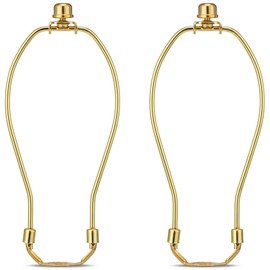 Brass 8 Inch Lamp Harp - 2 Set, Detachable Shade Holder for Table & Floor Lamps, Heavy Duty Bracket with Standard Saddle & Finial