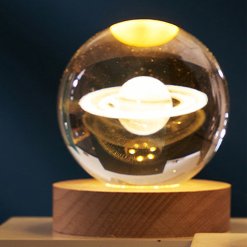 3D Crystal Ball Night Light Rechargeable Battery Soft Light Multifunction