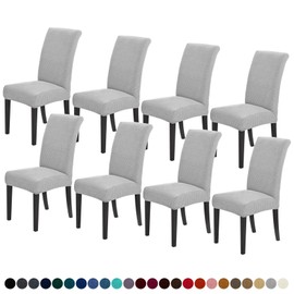 Joccun Chair Covers for Dining Room Set of 8, Dining Chair Slipcovers Stretch Dining Room Chair Covers Seat Protector,Washable Parsons Chair Cover for Home,Hotel,Banquet(Silver,8 Pack)