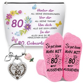 WAMIOKAGRO 18th Birthday Girl Gifts for 18th Birthday Girl, Socks Cosmetic Bag and Keychain, Gifts for Girls, Birthday Gift for Sister, Girlfriend, colour, 80 Years