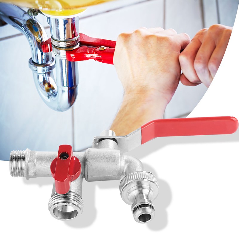 90 Degree Double Valve Water Tap 1/2" Brass Faucet Home