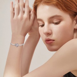 Yinsen Family Friend Heart Charms 925 Silver for Family Mother Sister Pendant Charm Suitable for Women's Bracelets and Necklaces Birthday Mother's Day Gift, Cubic Zirconia