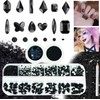 3 Boxes Black Nail Rhinestones with Fine Glitters Kit, 60Pcs