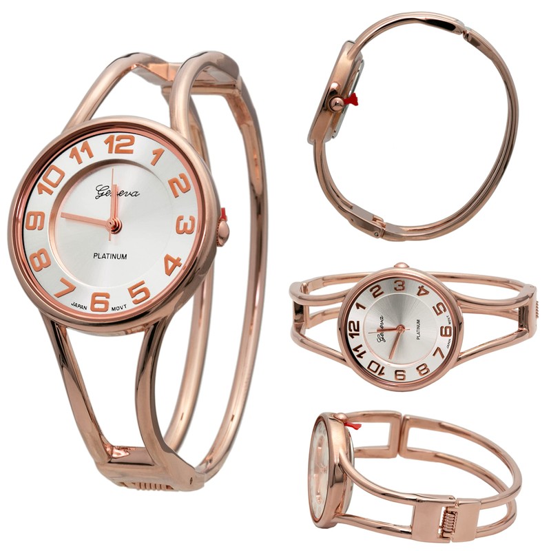 Blekon Silver Round Face Metal Double Band Fashion Women's Bangle
