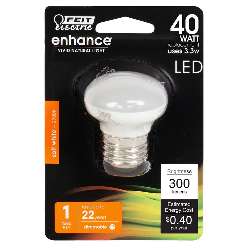 Feit Electric BPR14DM/927CA/4 40W EQ DM R14 LED Light Bulbs,
